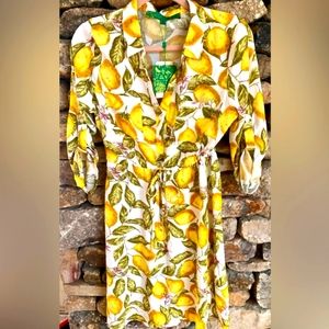 Lemon Print Midi Dress